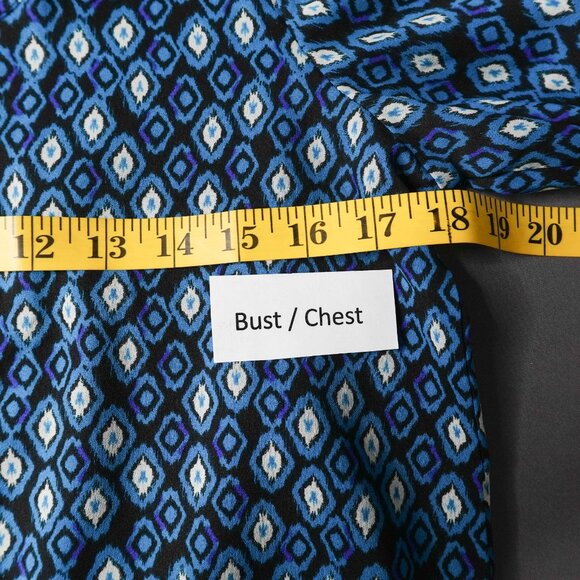 Womens Top Medium Blue Sheer Boxy Flowy Romantic Statement Artsy Indie - Picture 10 of 13